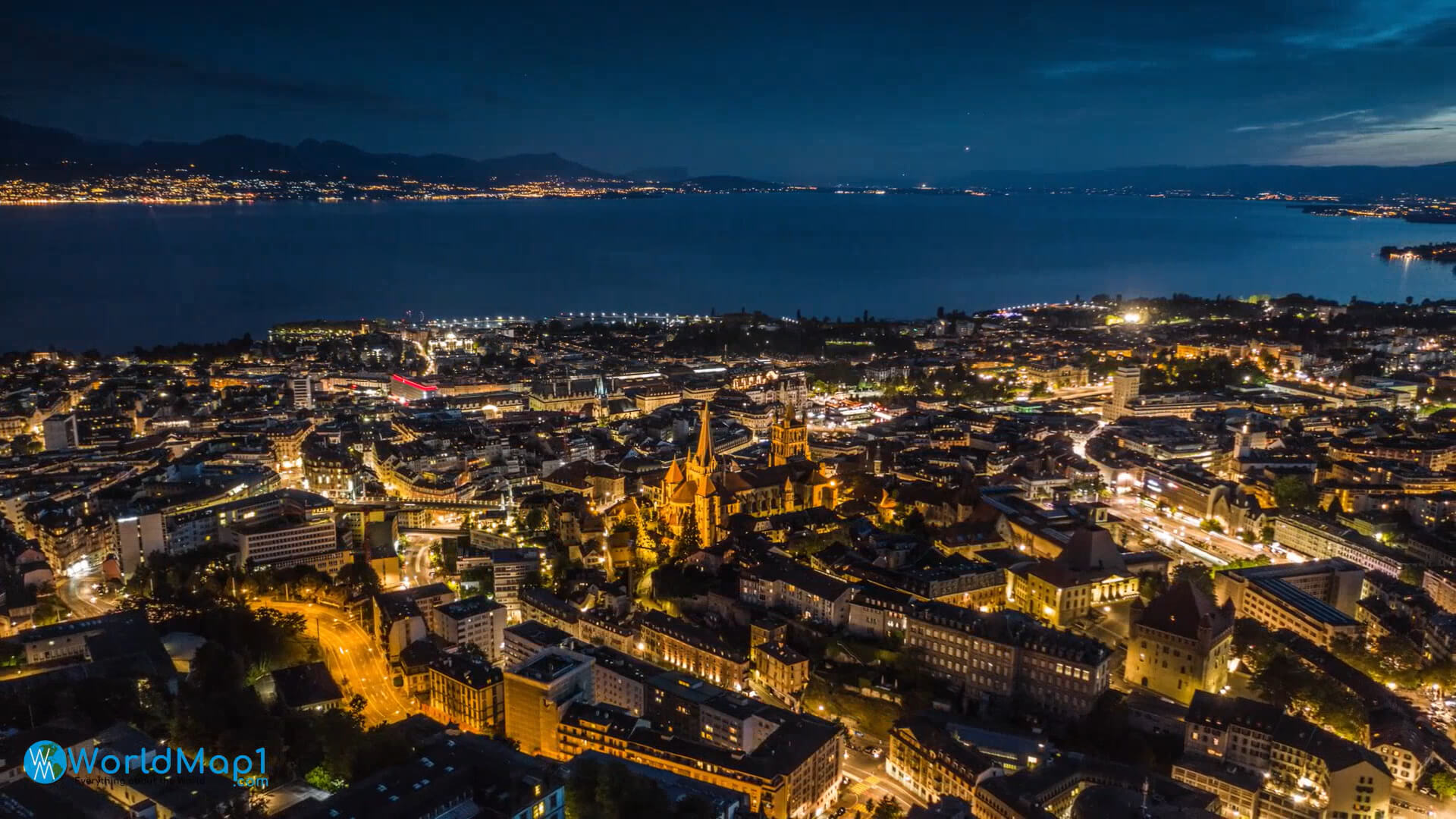 Lausanne in Night Switzerland